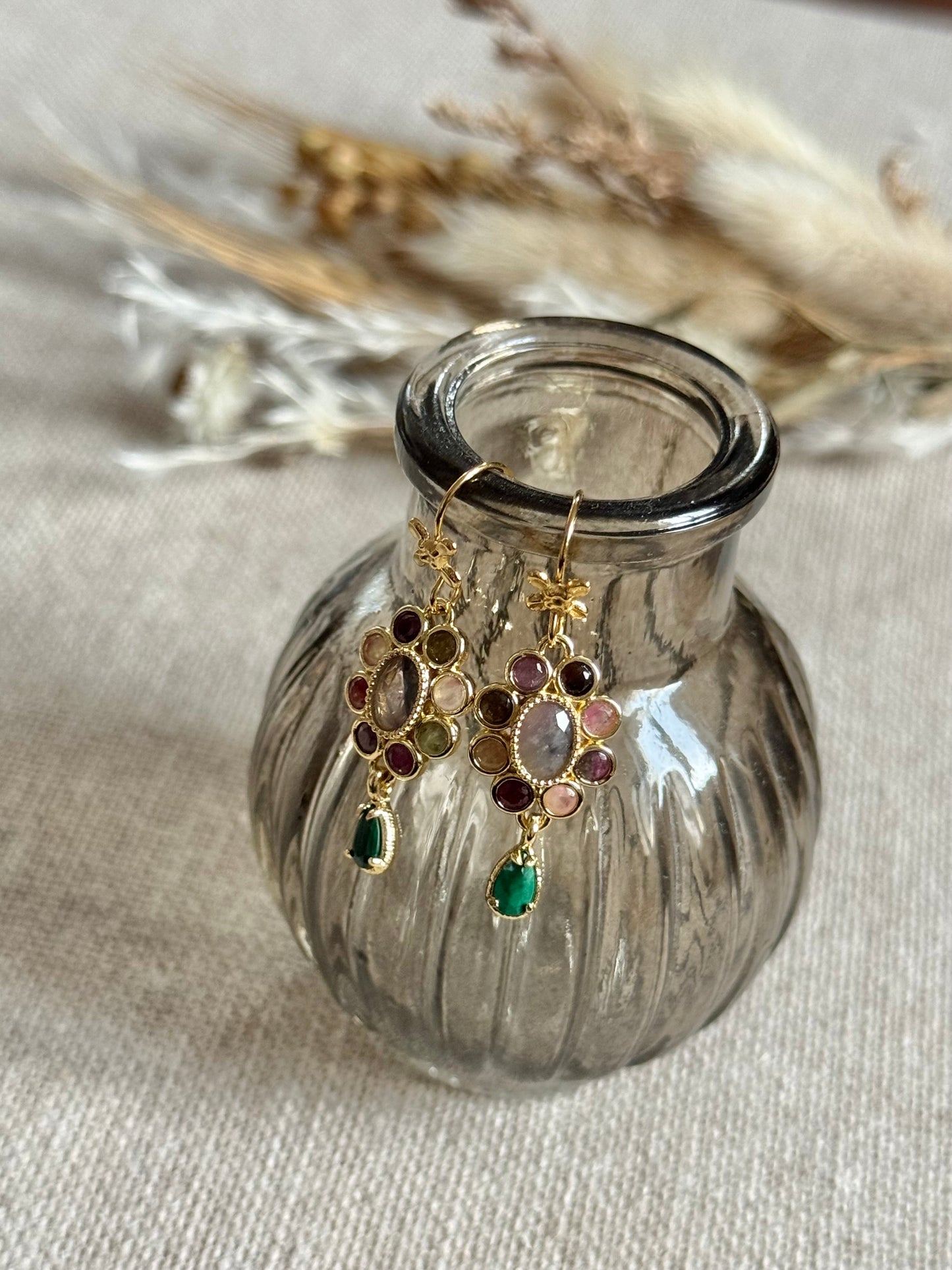 Boucles d'oreilles Marguerite vertes