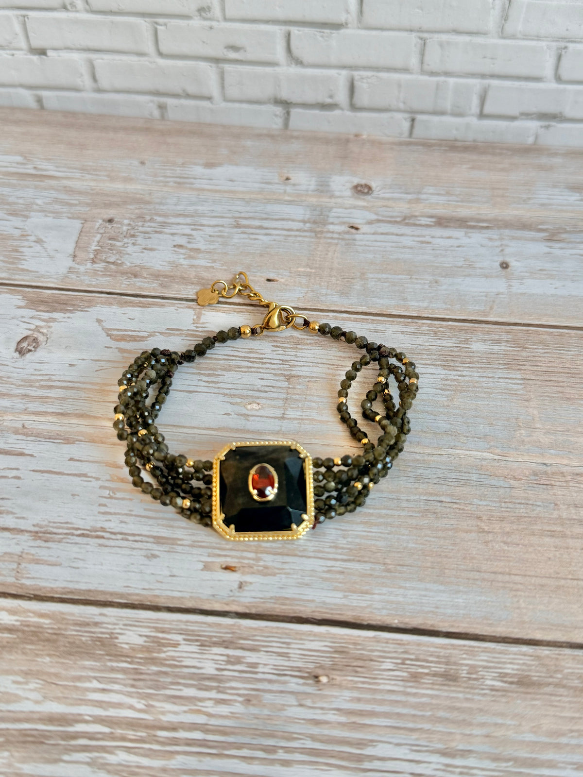 Bracelet Paloma obsidienne dorée