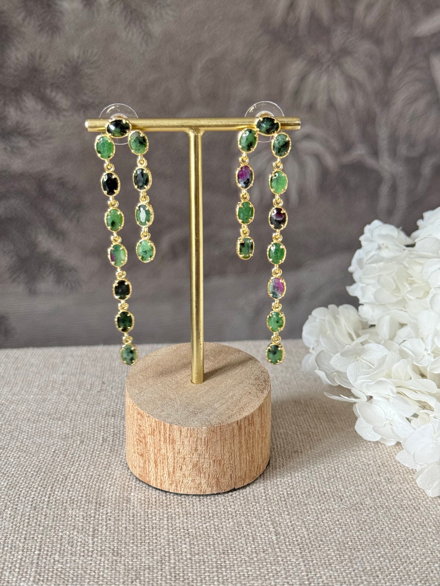 Boucles d'oreilles Judith rubis zoïsites