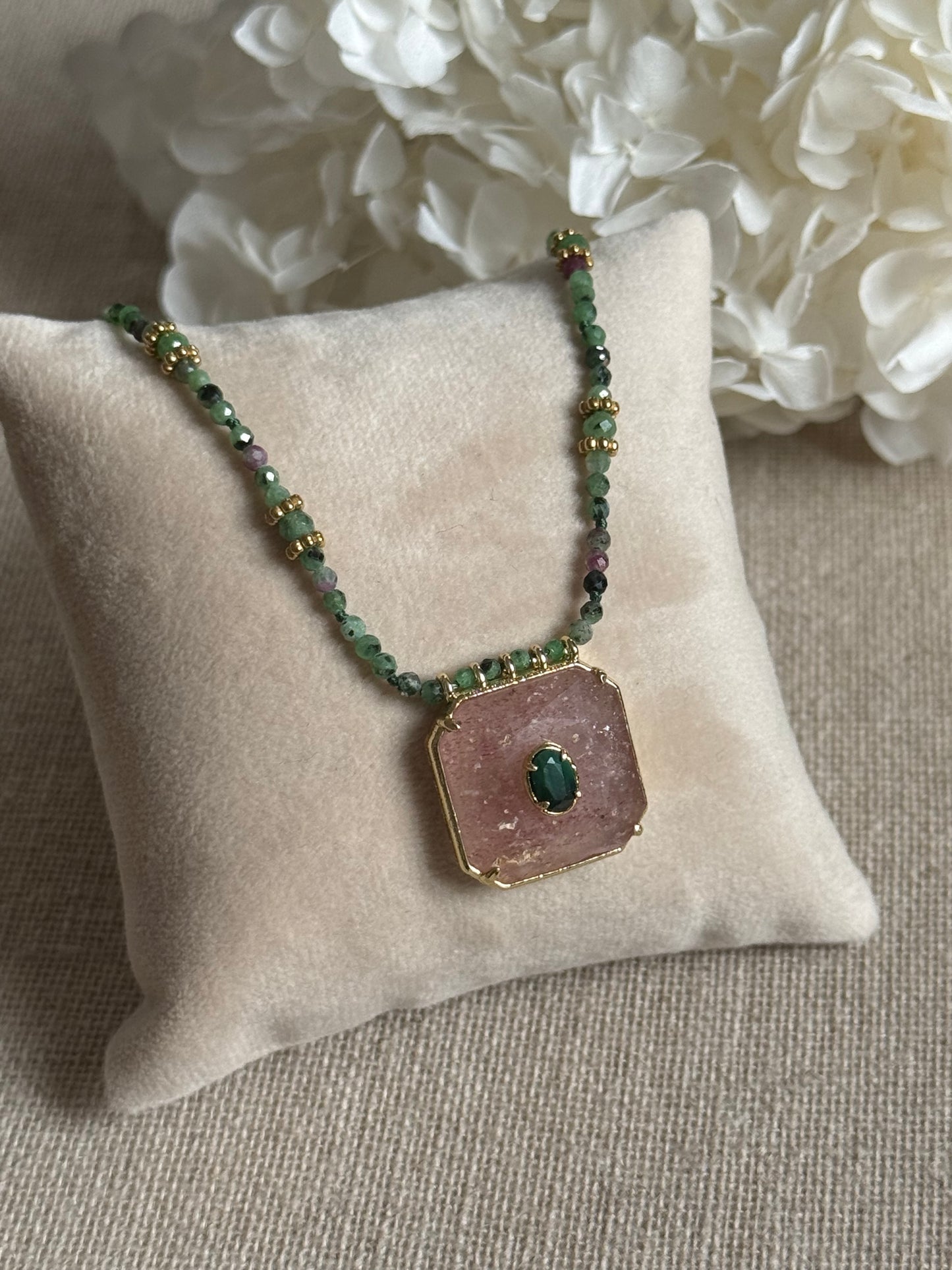 Collier Paloma quartz fraise