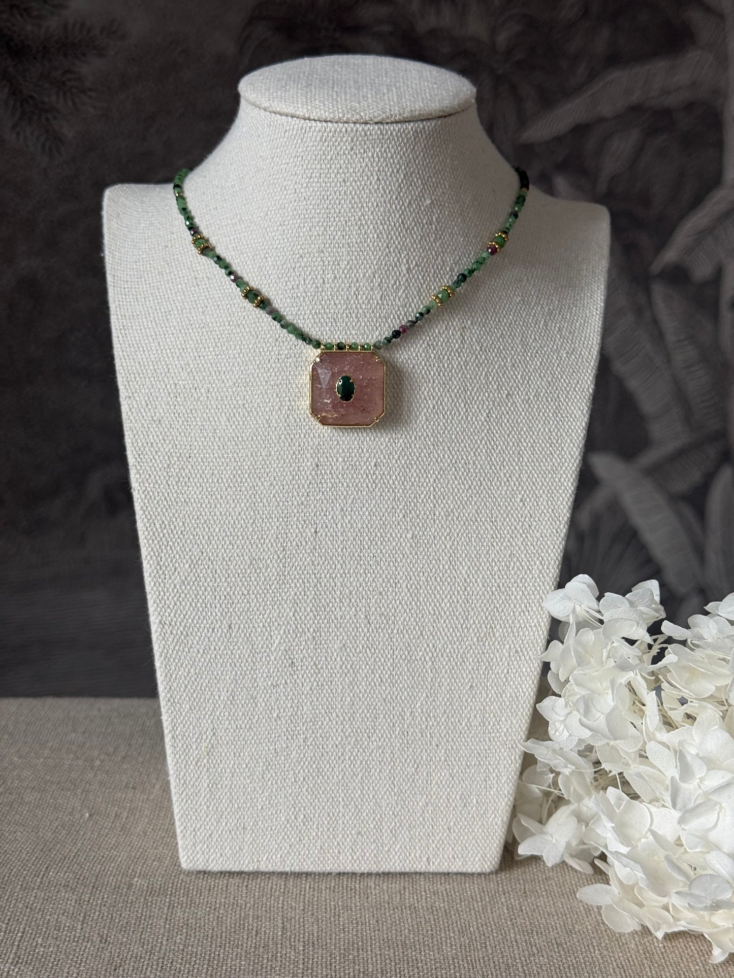 Collier Paloma quartz fraise