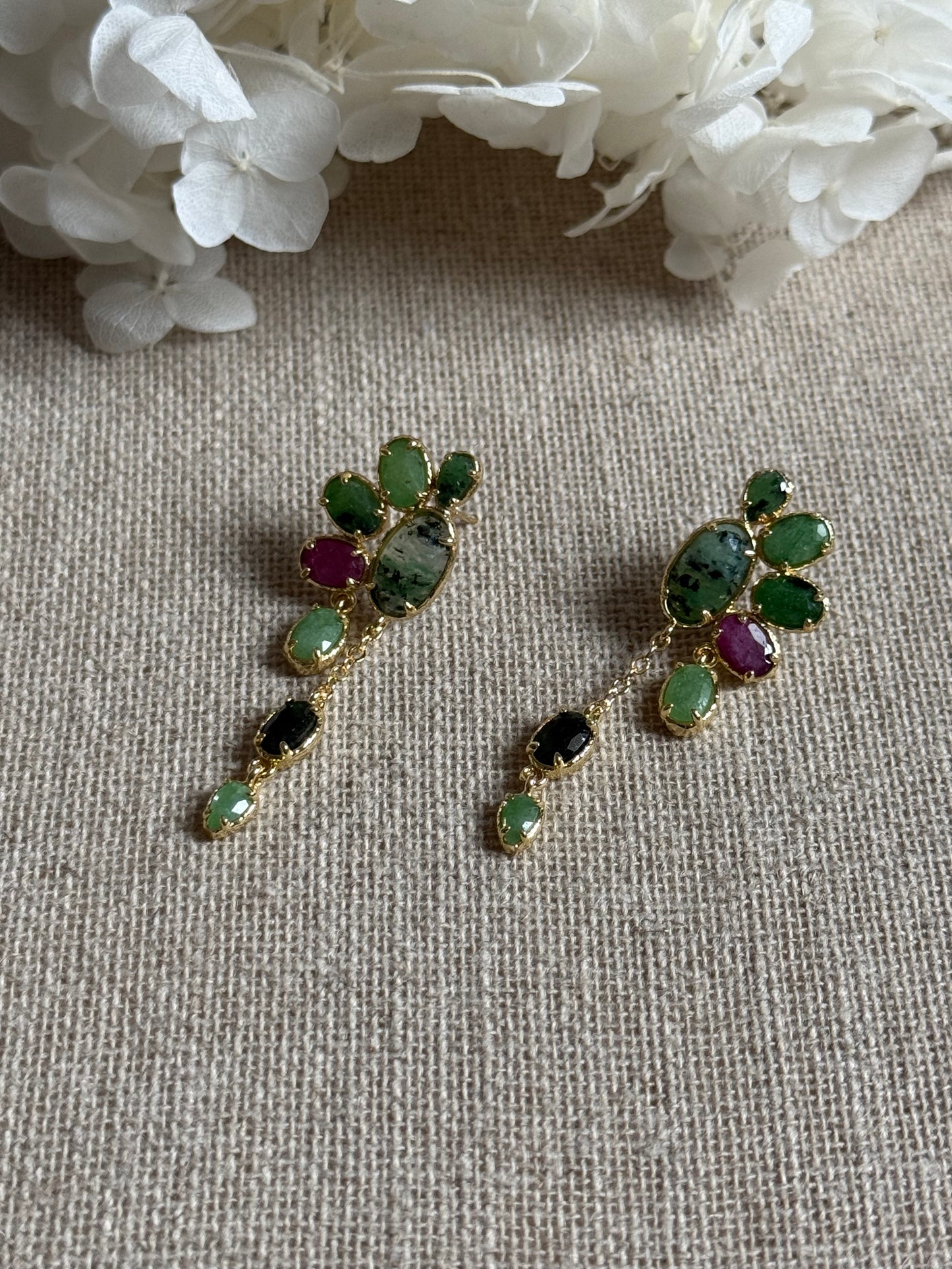 Boucles d'oreilles Alexia rubis zoïsites