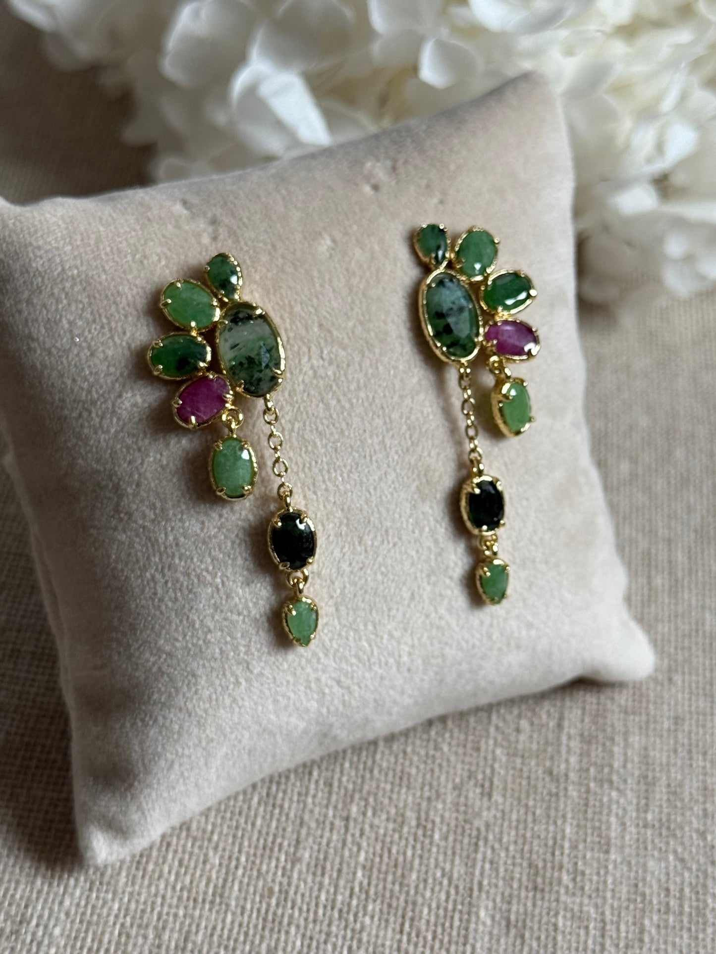 Boucles d'oreilles Alexia rubis zoïsites