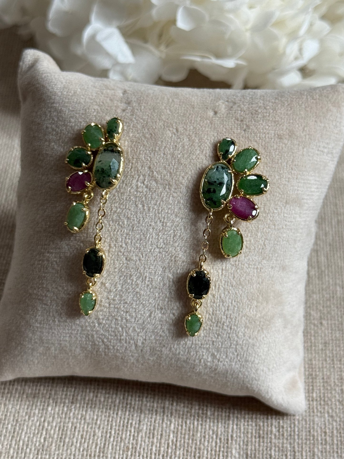 Boucles d'oreilles Alexia rubis zoïsites