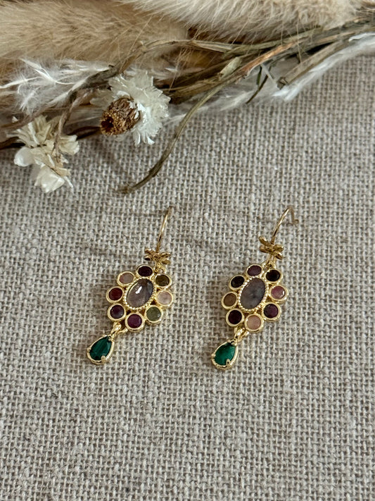 Boucles d'oreilles Marguerite vertes