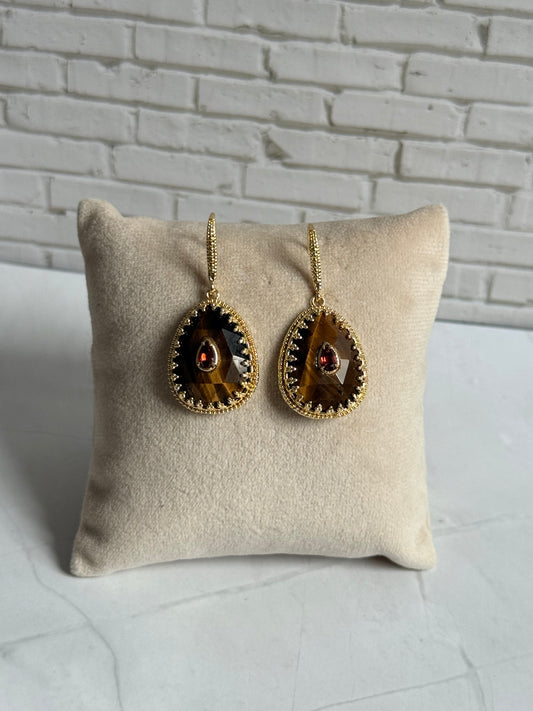 Boucles d'oreilles Joséphine oeil de tigre