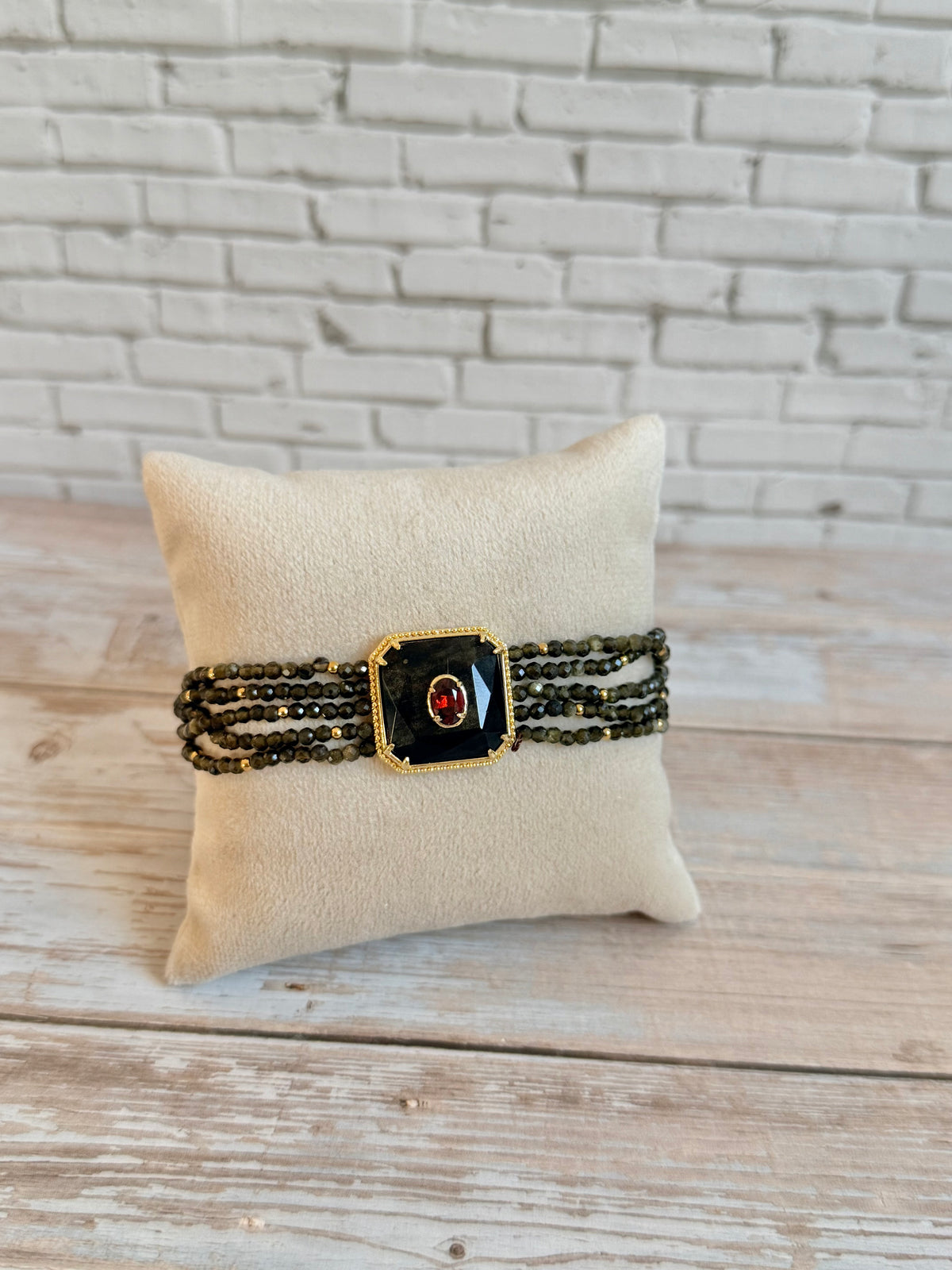 Bracelet Paloma obsidienne dorée