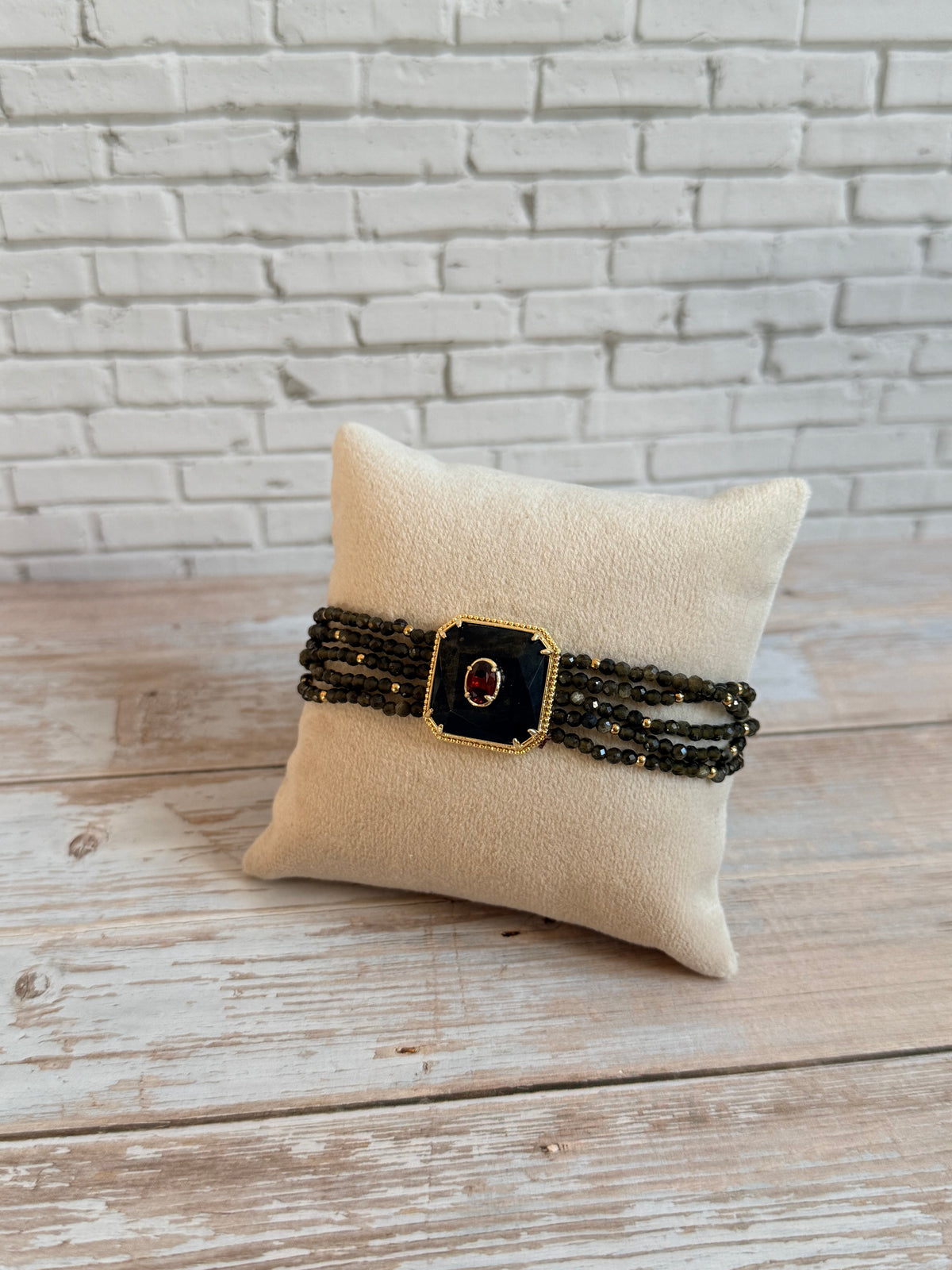 Bracelet Paloma obsidienne dorée