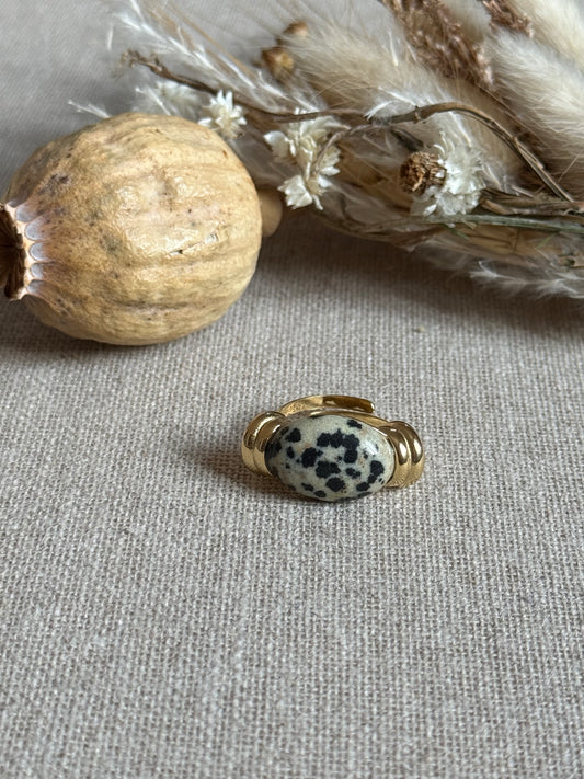 Bague Zoé jaspe dalmatien