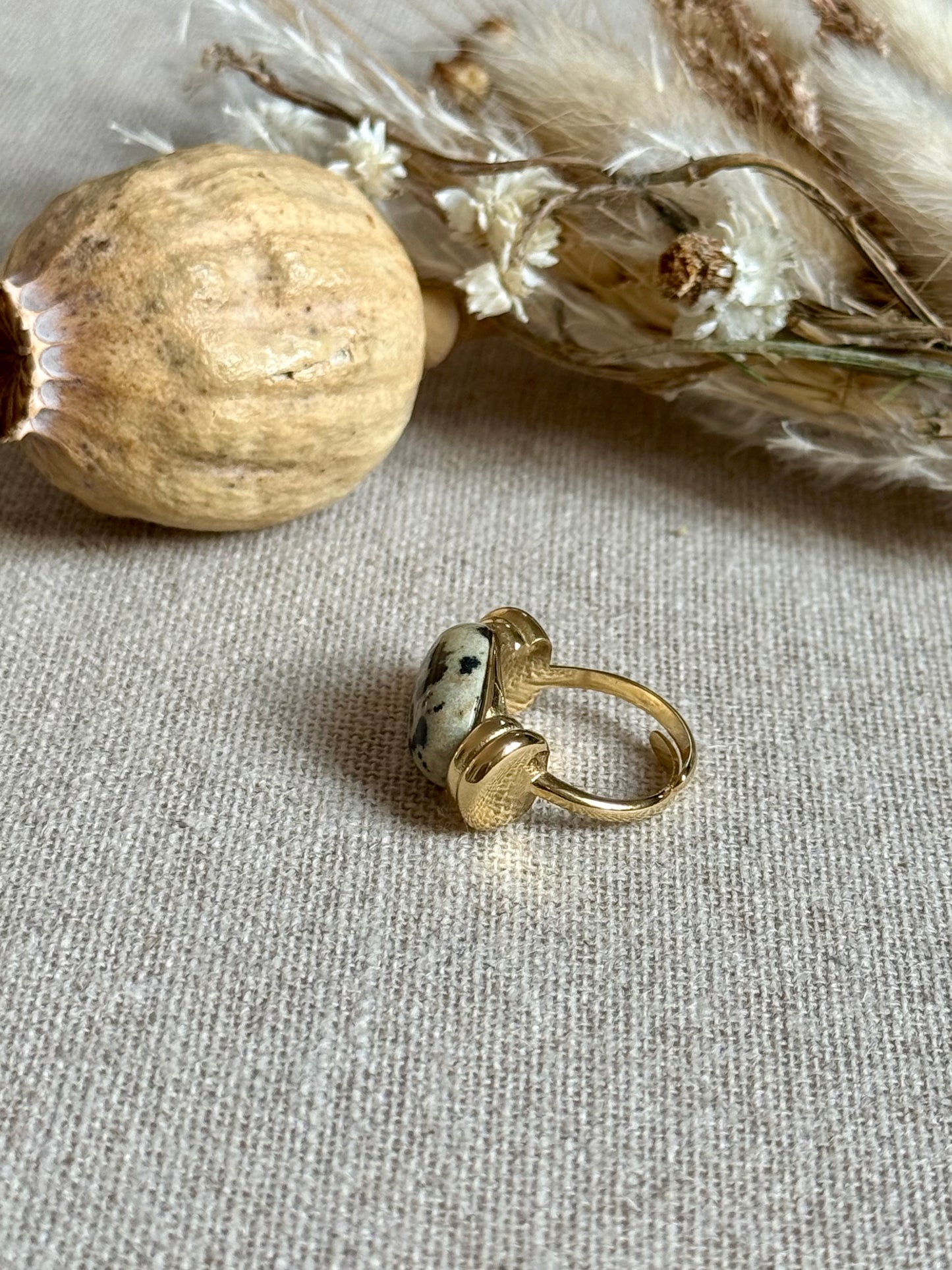 Bague Zoé jaspe dalmatien