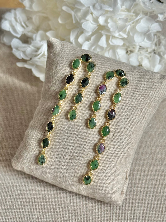 Boucles d'oreilles Judith rubis zoïsites