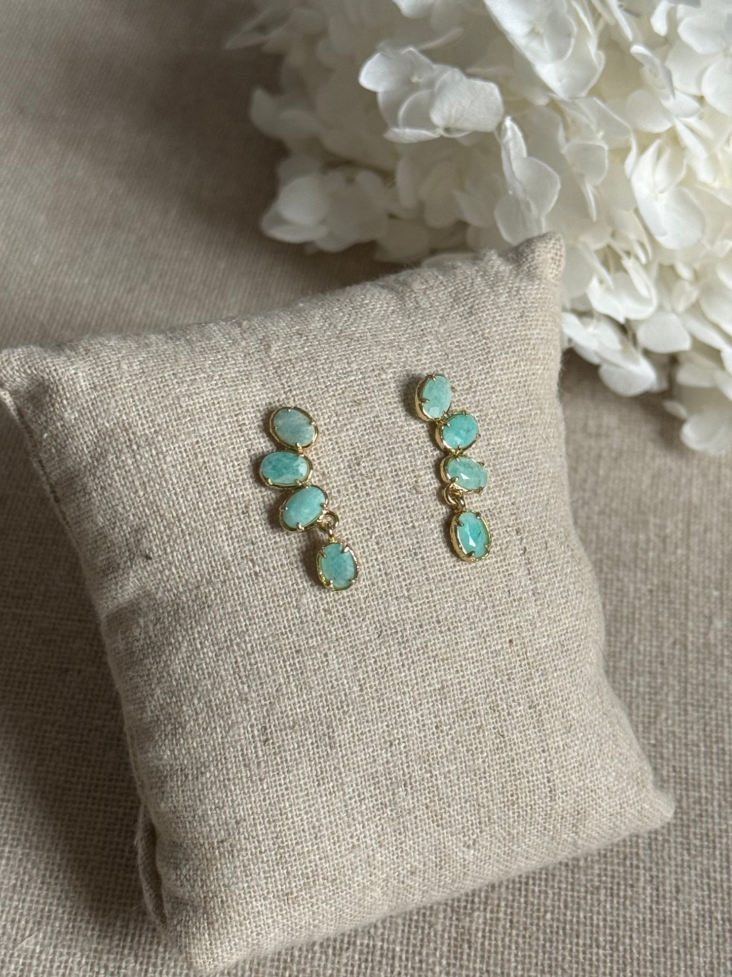 Boucles d'oreilles Monica amazonites