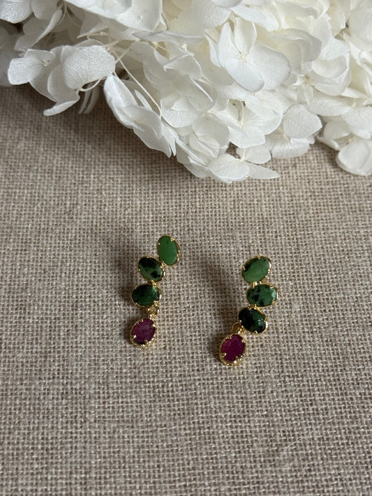 Boucles d'oreilles Monica rubis zoïsites